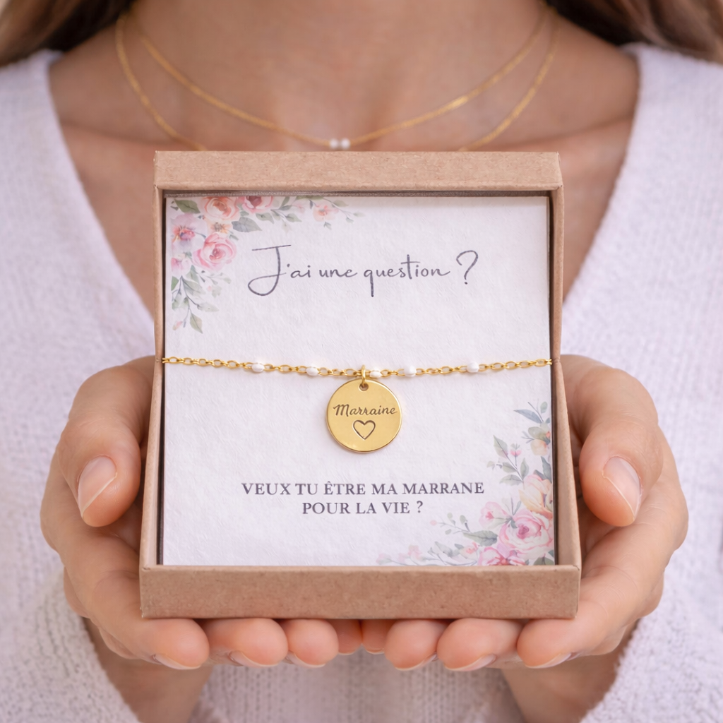Annonce grossesse Marraine, Bracelet à personnalisé gravé Marraine, Bracelet annonce naissance, Cadeau de demande Marraine