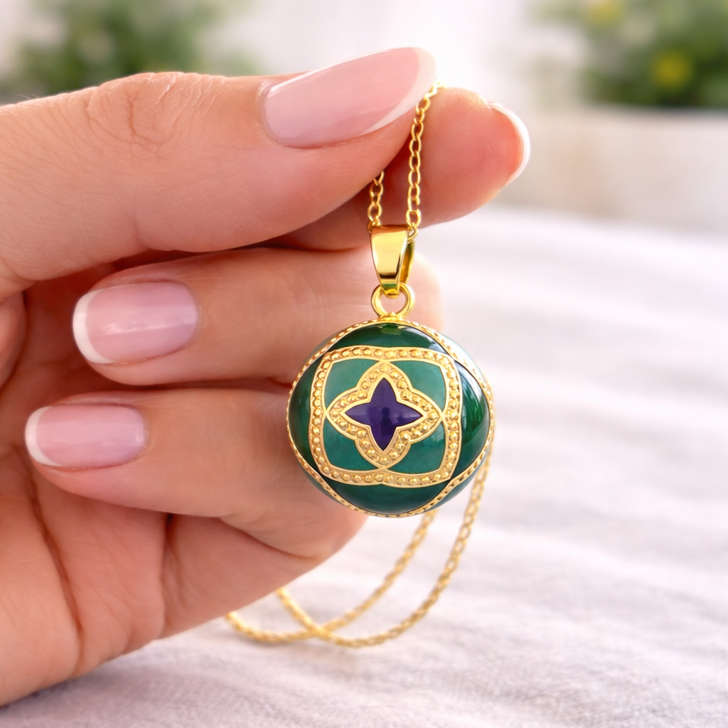 Bola de grossesse doré vert avec motif