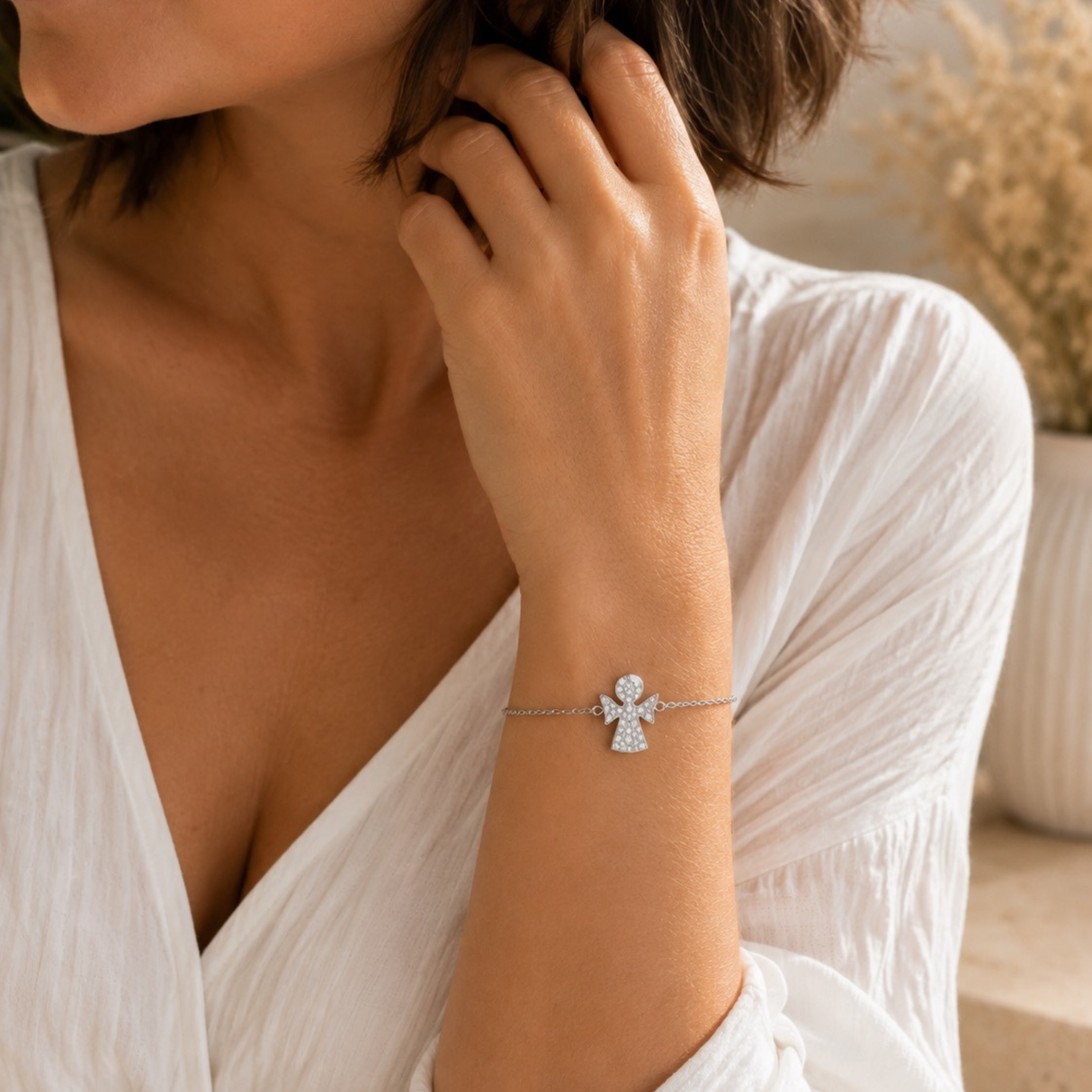 Bracelet Ange Baptême Fille Doré ou Argenté– Bracelet Enfant Acier Inoxydable – Cadeau Baptême – Bijou Communion – Idée cadeau coffret