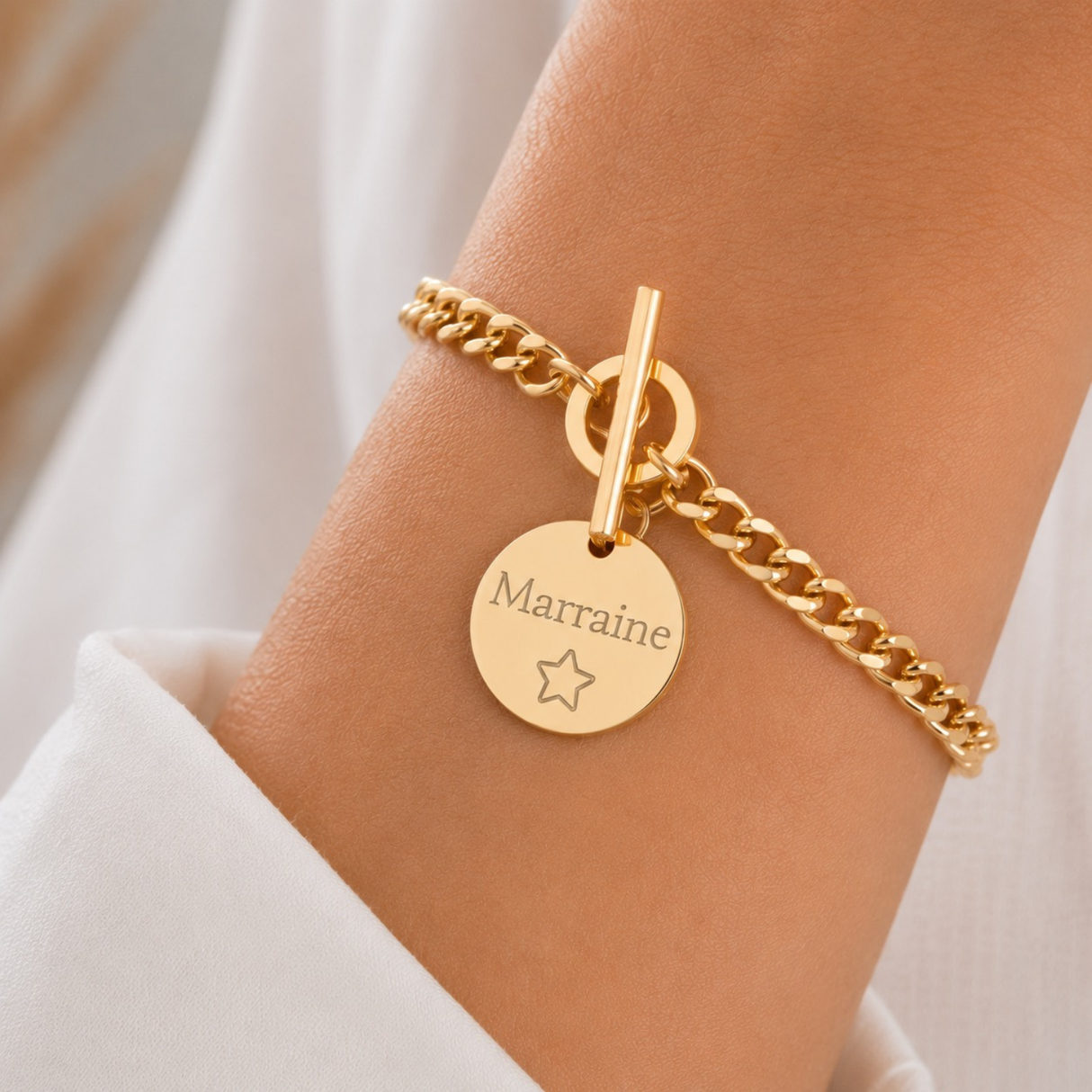 Bracelet Personnalisé Gravé en Acier Inoxydable fermoir en T
