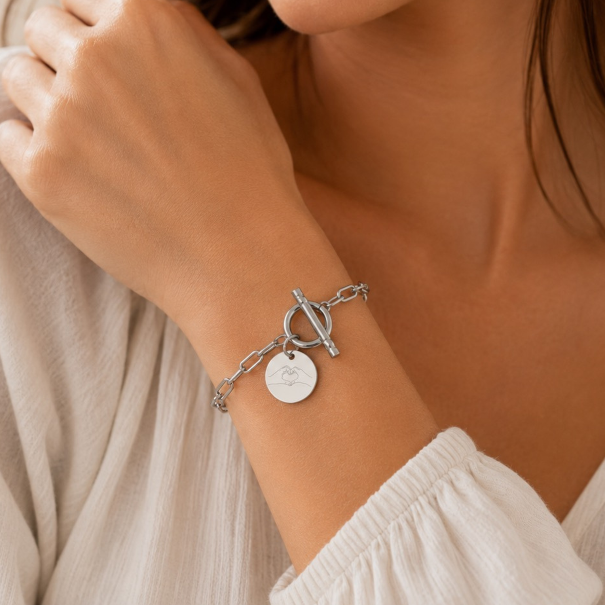 Bracelet Personnalisé Gravé en Acier Inoxydable fermoir en T