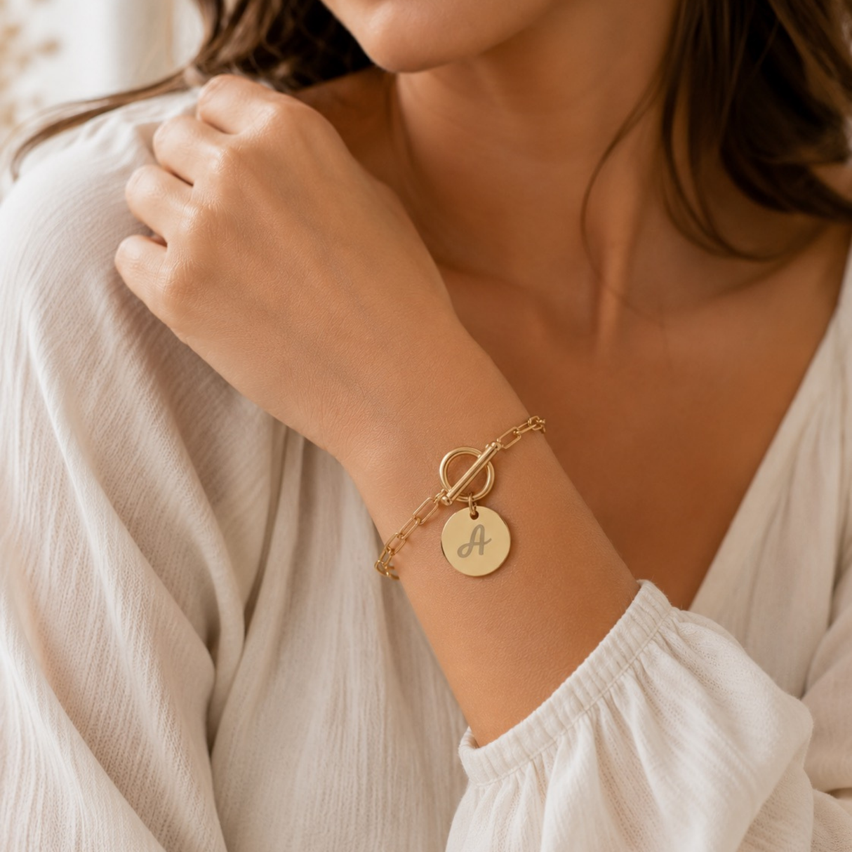 Bracelet Personnalisé Gravé en Acier Inoxydable fermoir en T