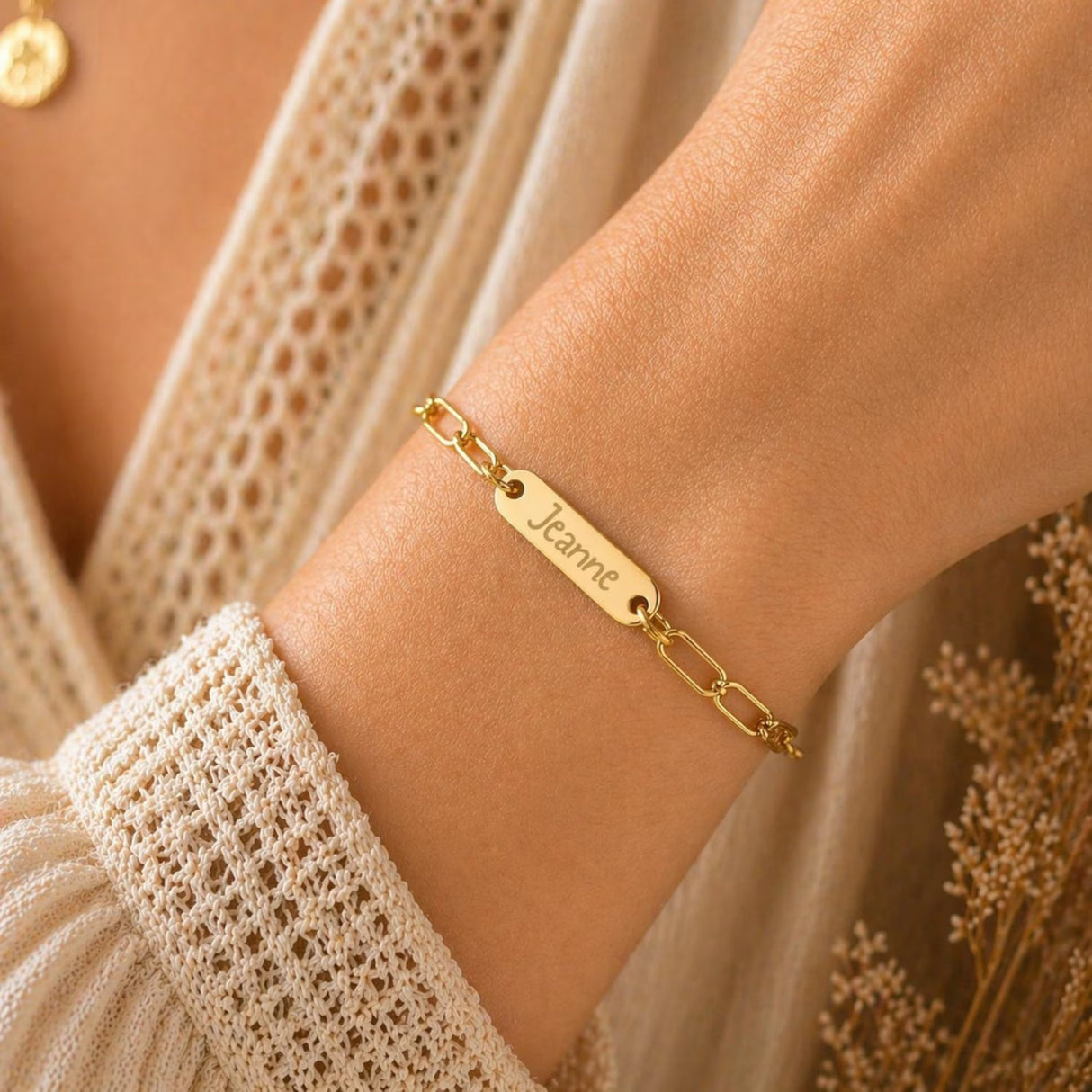 Bracelet Personnalisé gourmette gravé en acier inoxydable