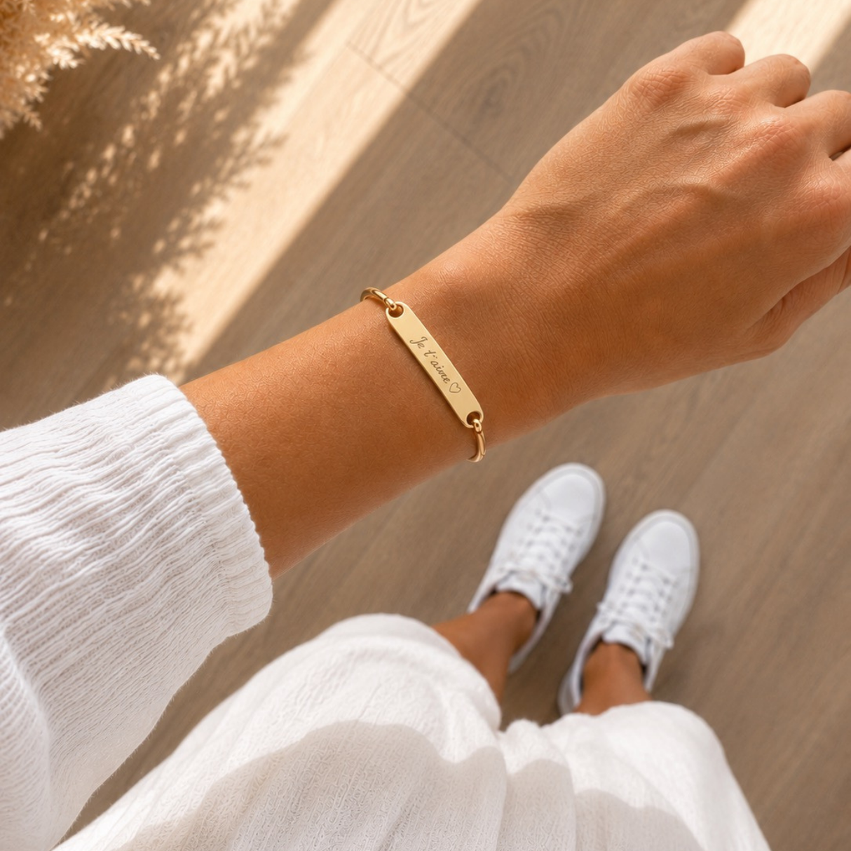 Bracelet jonc personnalisé médaille gravée