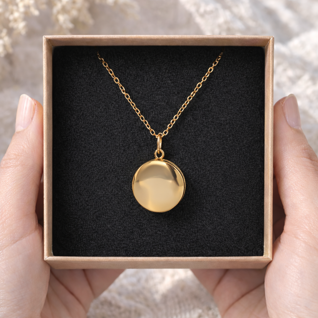 Collier photo personnalisé médaillon rond acier inoxydable