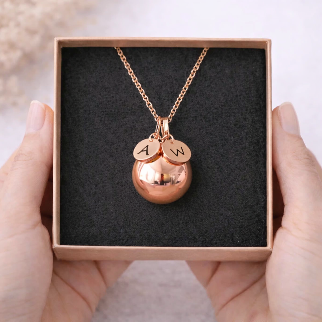 Bola de grossesse doré rose lisse médailles initiales gravées Bola de grossesse doré rose lisse médailles initiales gravées - Default Title | Creabibenval