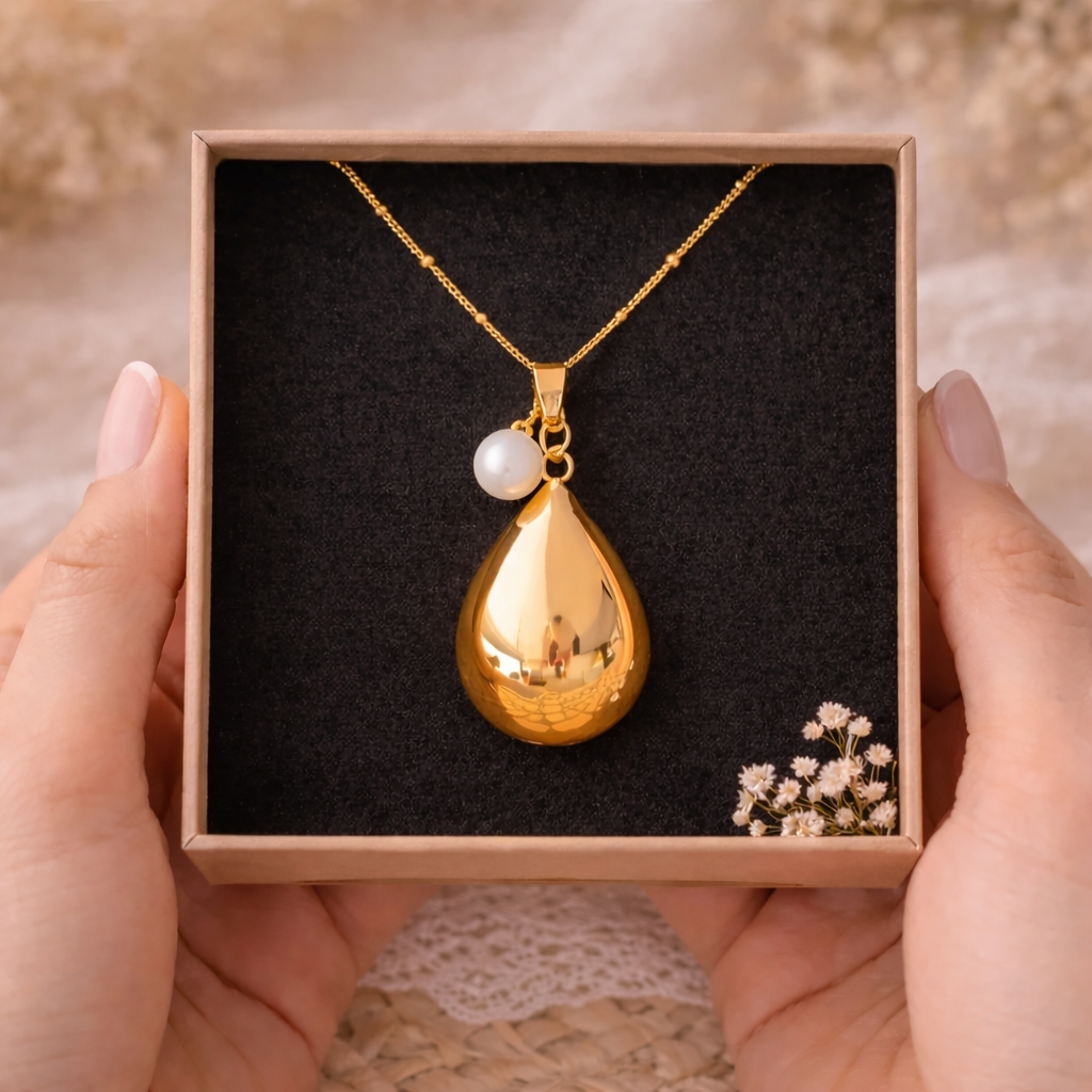 Bola de grossesse goutte doré lisse pendentif perle d'eau douce Bola de grossesse goutte doré lisse pendentif perle d'eau douce - Default Title | Creabibenval
