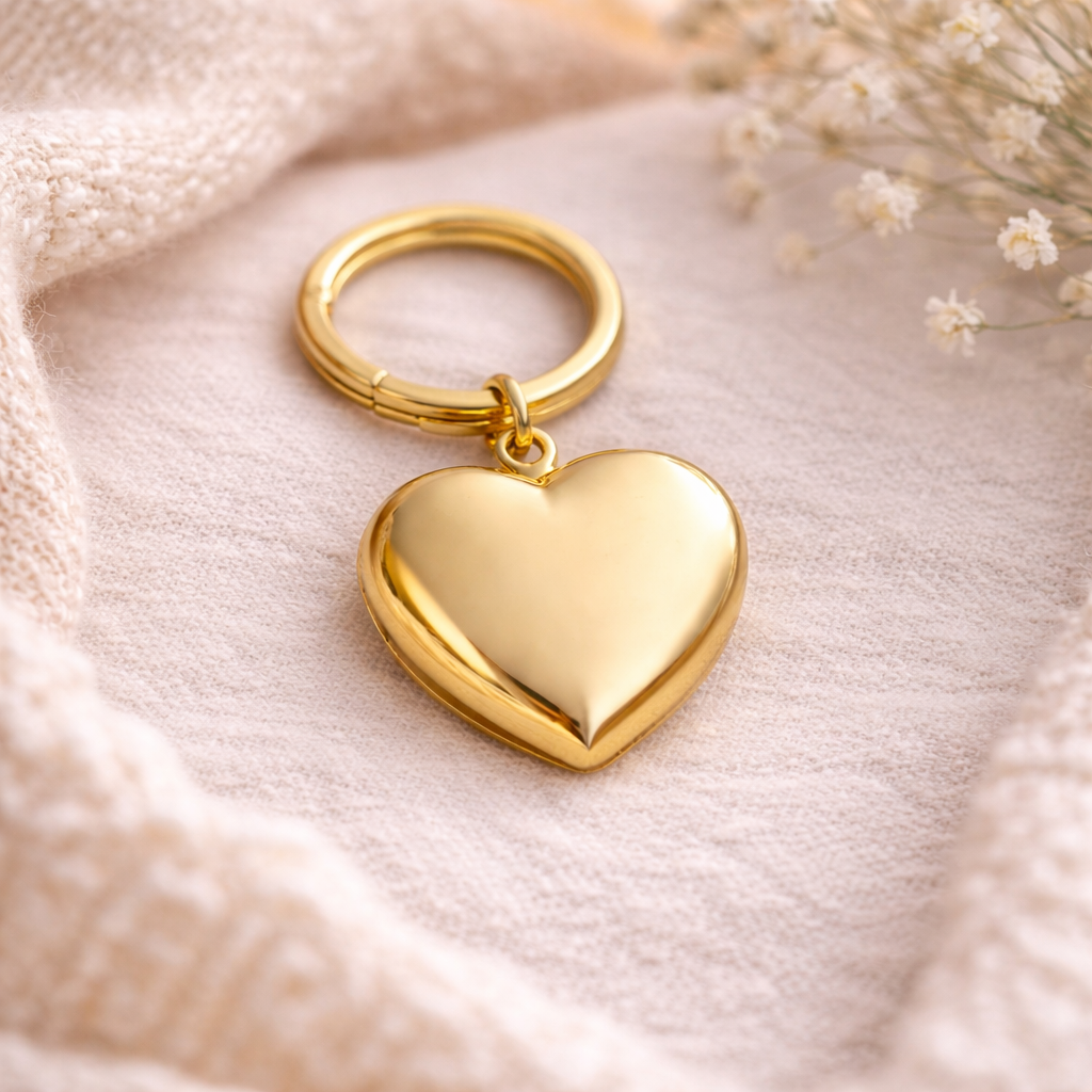 Porte-clés photo personnalisé médaillon coeur