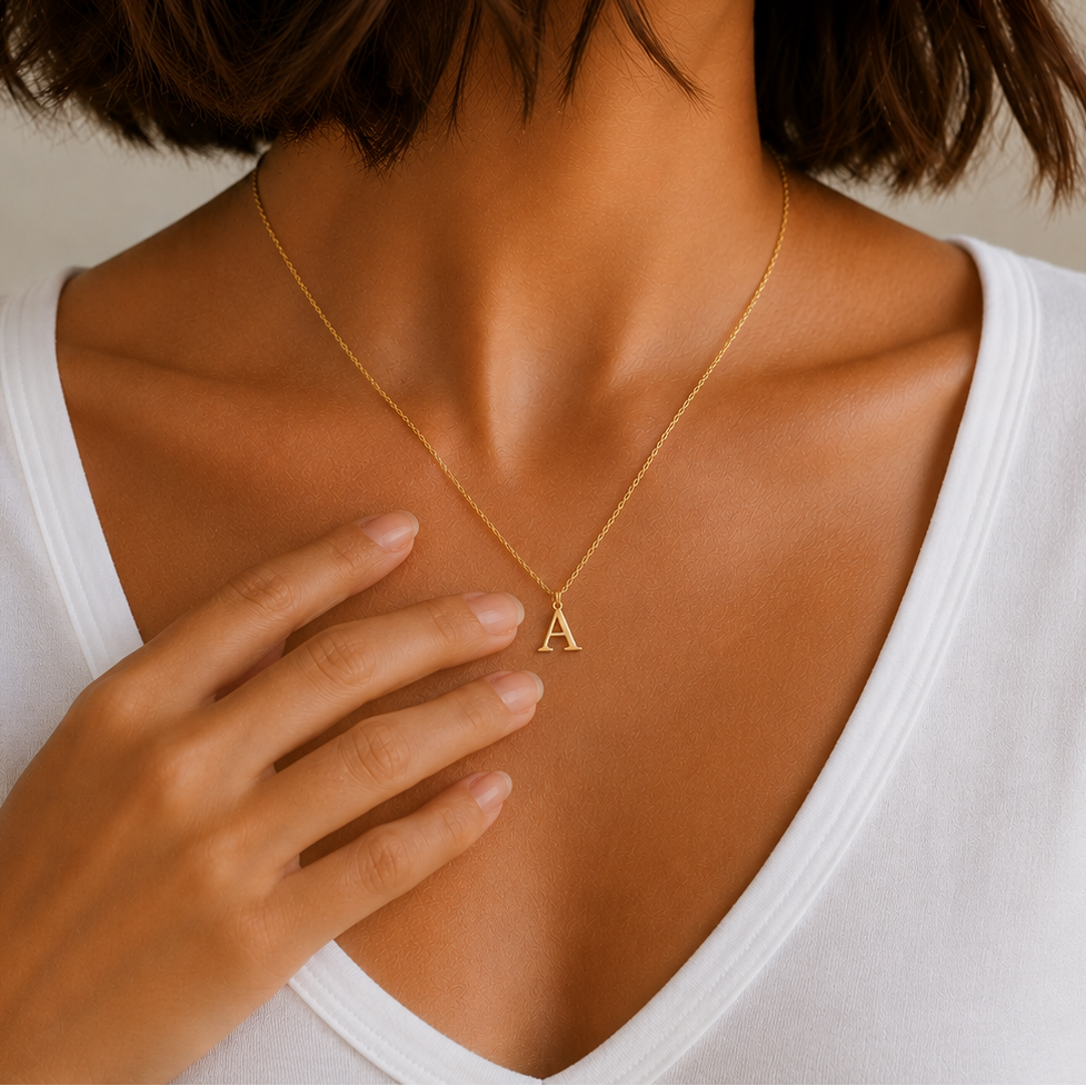 Collier lettre initiale personnalisé en acier inoxydable