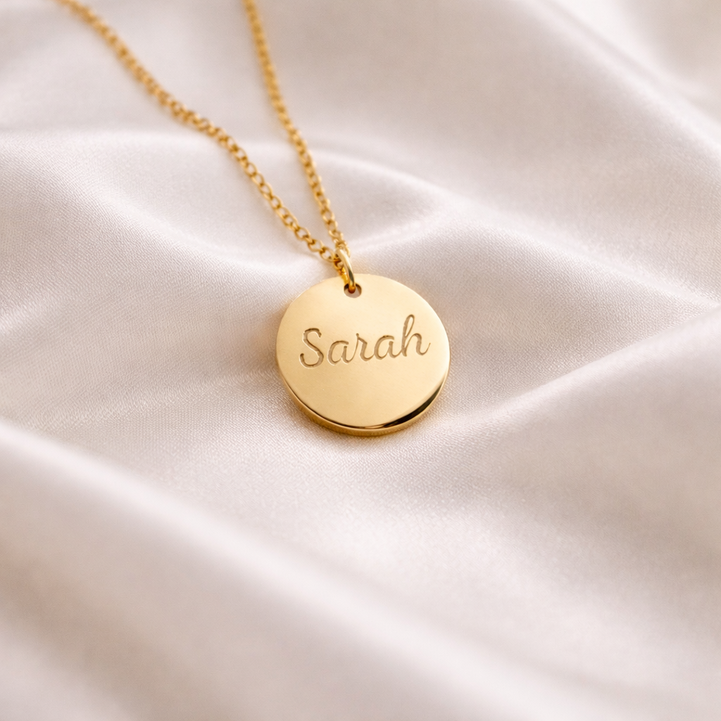 Collier personnalisé médaille ronde gravée