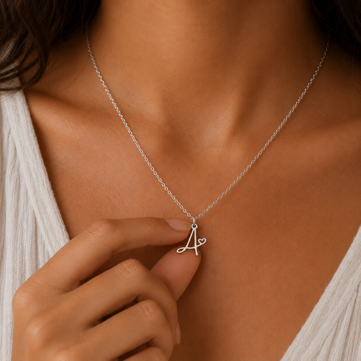 Collier personnalisé pendentif initiale lettre acier inoxydable
