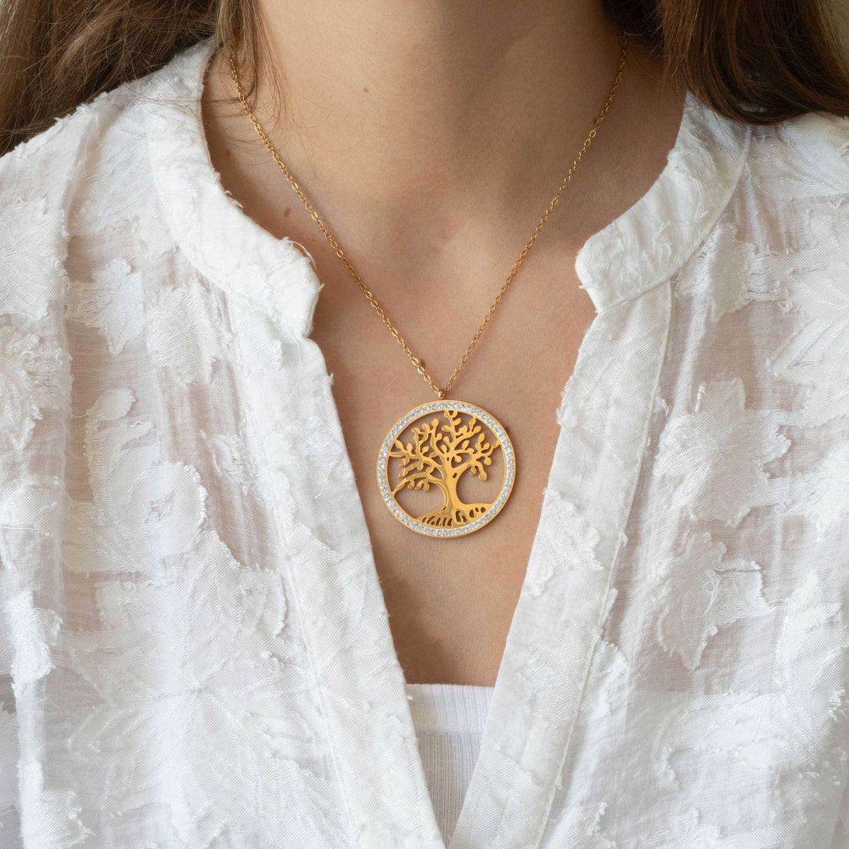 Collier arbre de vie grand pendentif or strass femme acier inoxydable Collier arbre de vie grand pendentif or strass femme acier inoxydable - Default Title | Creabibenval