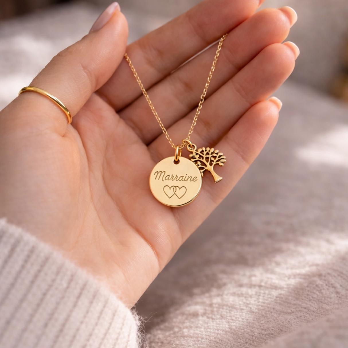 Annonce grossesse Marraine, Collier à personnalisé gravé Marraine arbre de vie, Collier annonce naissance, Cadeau de demande Marraine