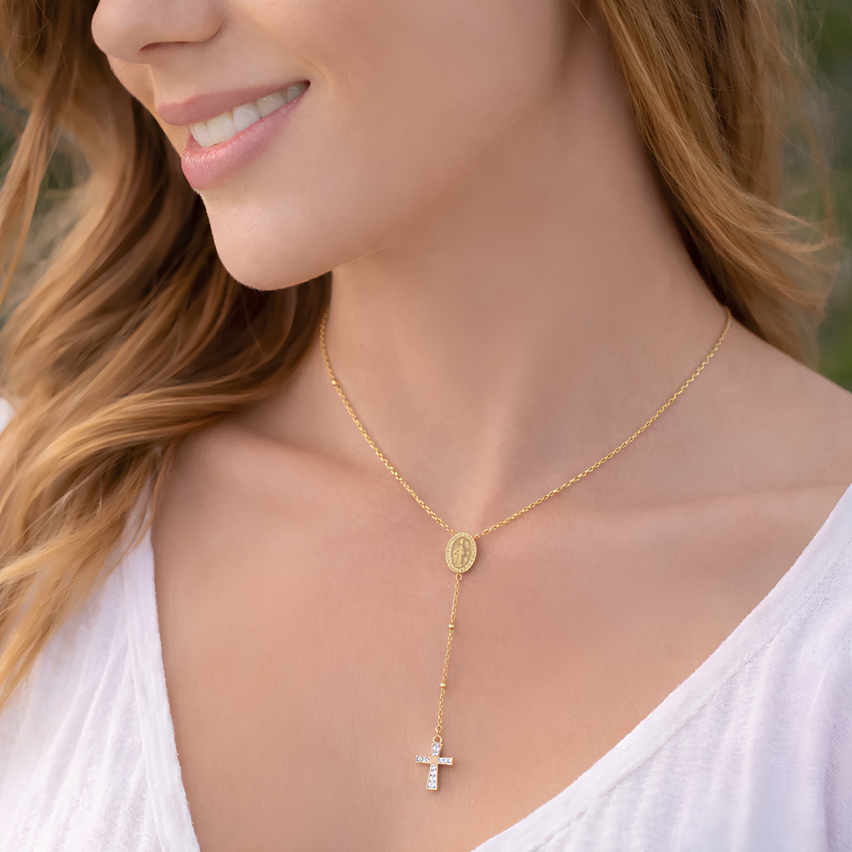 Collier chapelet en acier inoxydable Collier chapelet en acier inoxydable - Doré | Creabibenval