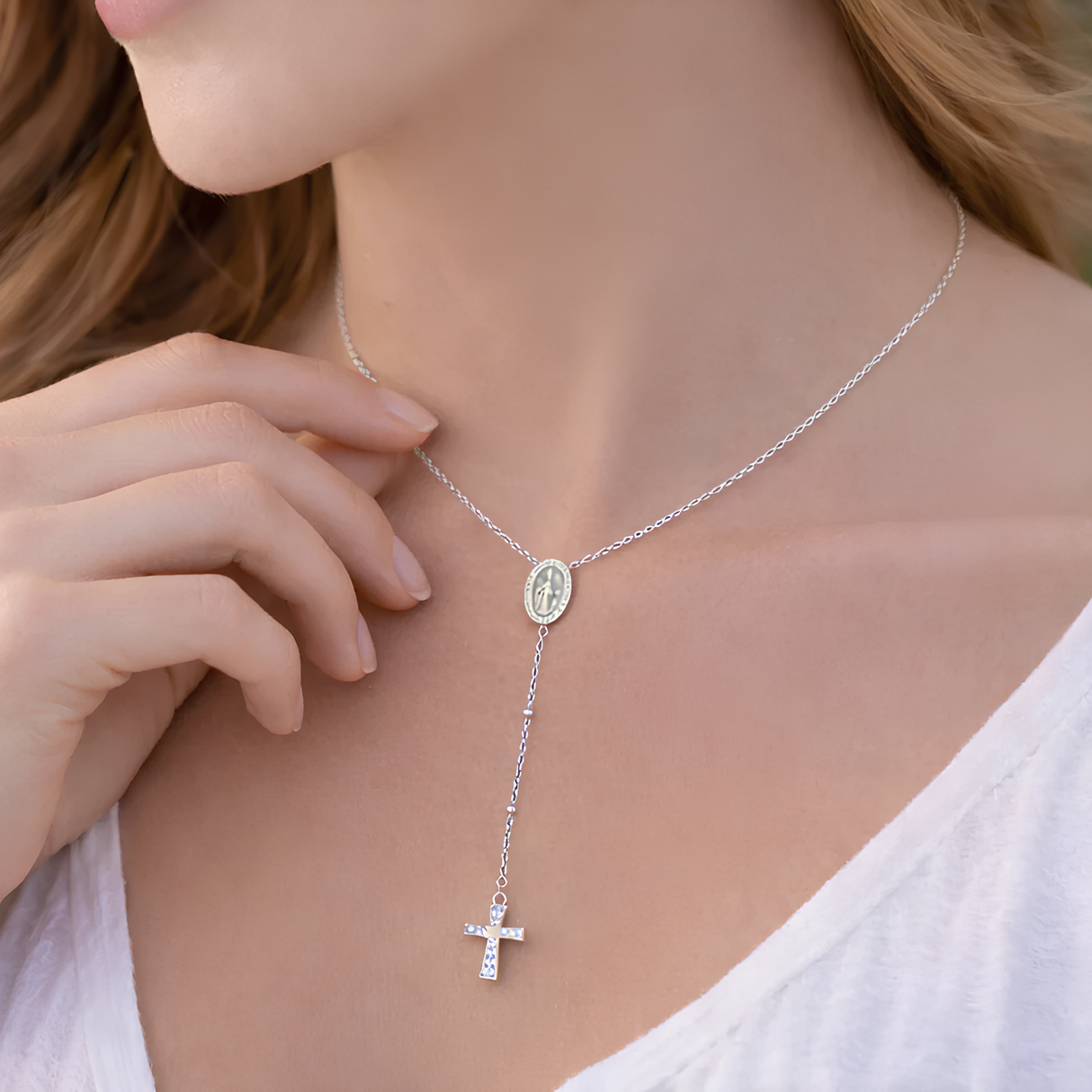 Collier chapelet en acier inoxydable Collier chapelet en acier inoxydable - Argenté | Creabibenval