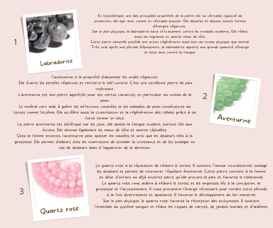 Bola de grossesse lisse or rose breloque feuille perle quartz rose