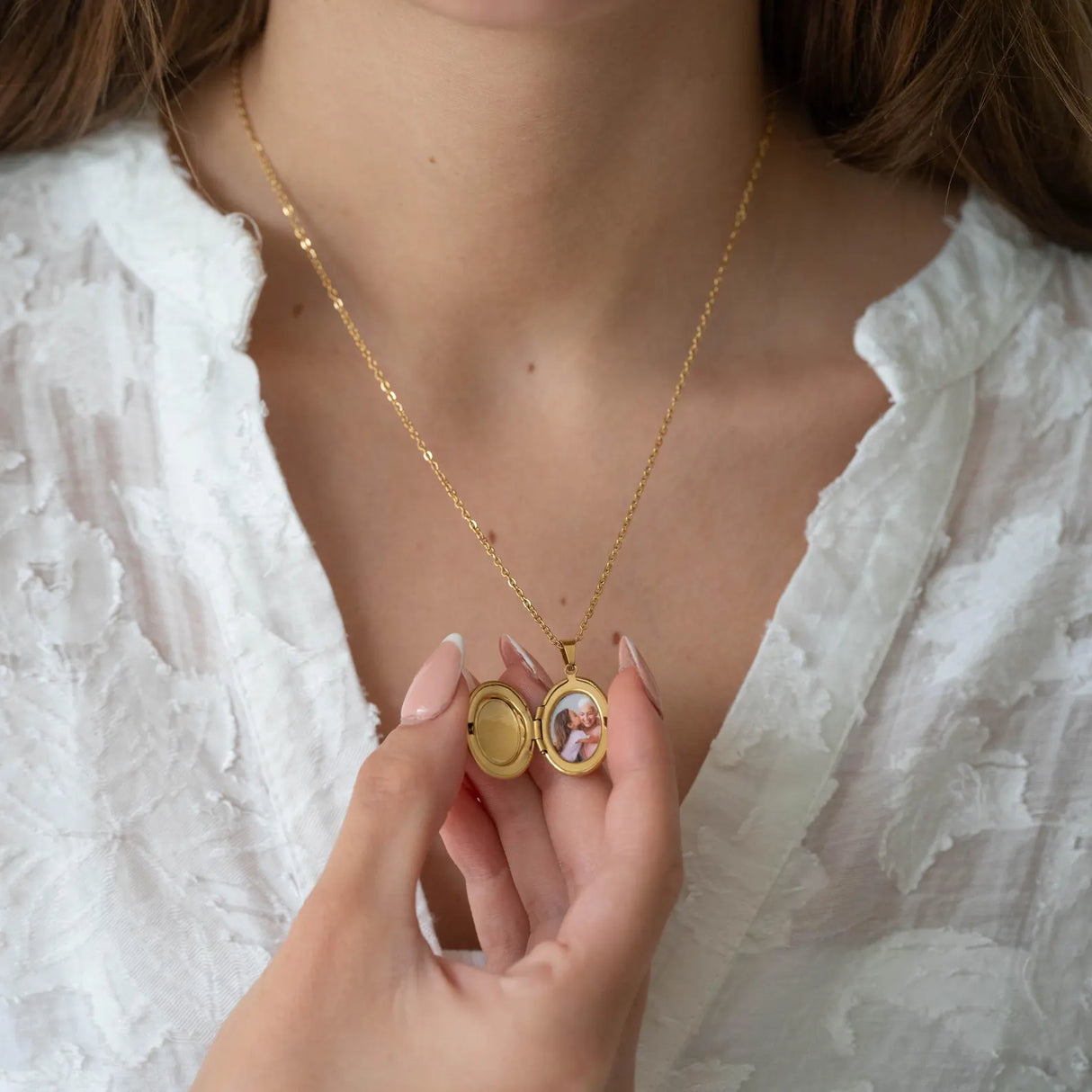 Collier photo personnalisé médaillon ovale acier inoxydable