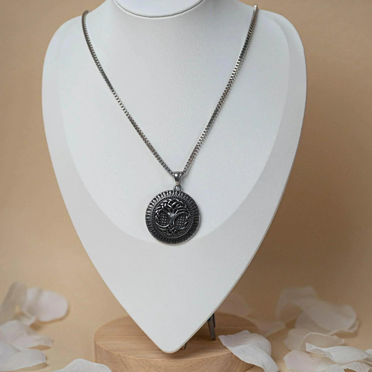 Collier arbre de vie maille vénitienne argent acier inoxydable homme Collier arbre de vie maille vénitienne argent acier inoxydable homme - Default Title | Creabibenval