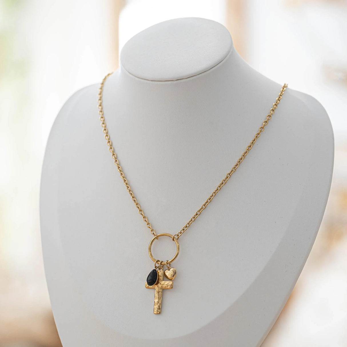 Collier croix chrétienne or pendentif acier inoxydable femme