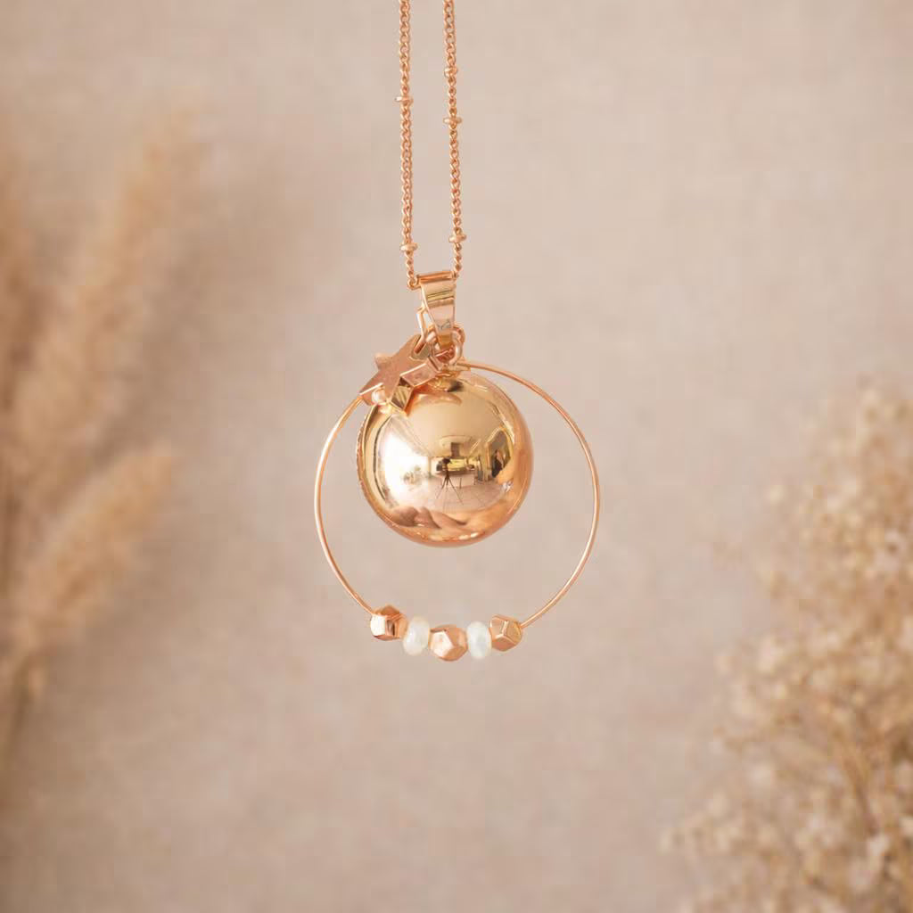 Bola de grossesse doré rose lisse anneau perle hématite breloque étoile