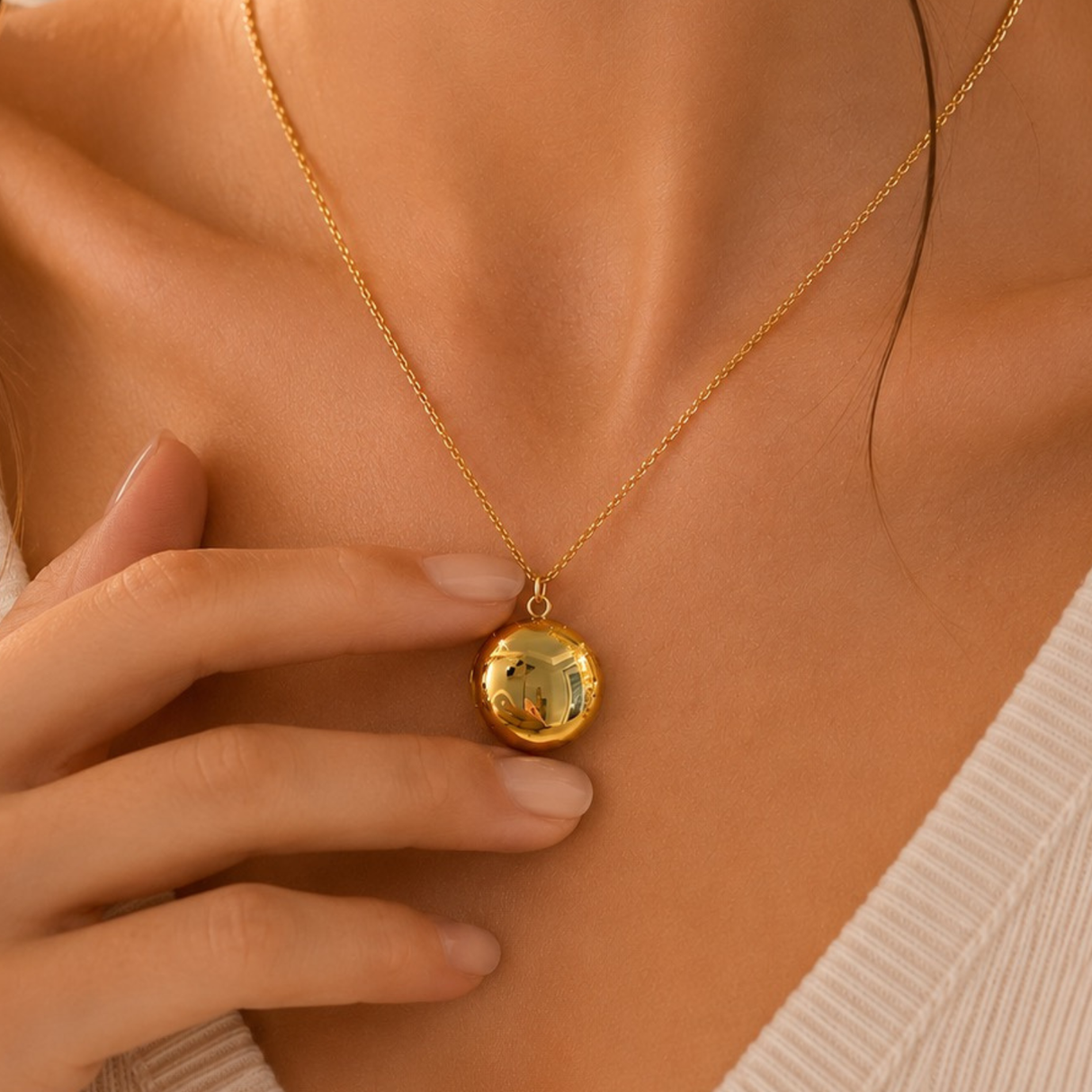 Collier photo personnalisé médaillon rond acier inoxydable