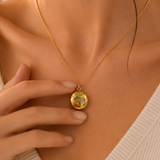 Collier photo personnalisé médaillon rond acier inoxydable