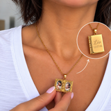 Collier photo personnalisé médaillon forme livre à graver