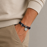 Bracelet Homme Ancre marine cordon personnalisé médaille gravée