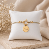 Bracelet cordon personnalisé médaille gravée