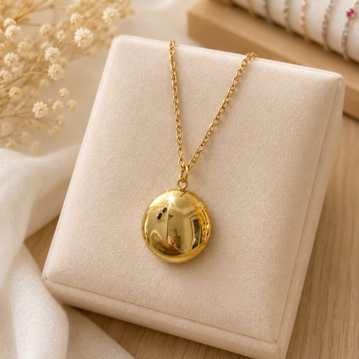 Collier photo personnalisé médaillon rond acier inoxydable