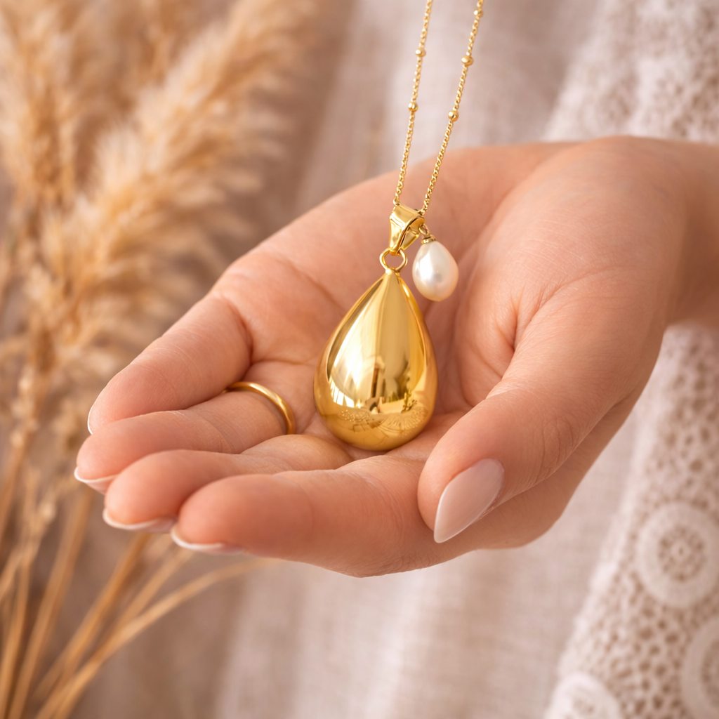 Bola de grossesse goutte doré lisse pendentif perle d'eau douce Bola de grossesse goutte doré lisse pendentif perle d'eau douce - Default Title | Creabibenval