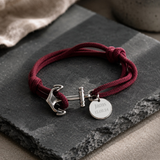 Bracelet Homme Ancre marine cordon personnalisé médaille gravée