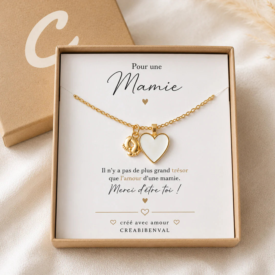 Annonce Grossesse Mamie, Cadeau Future Mamie, Bracelet Mamie, Coffret Cadeau Mamie, Bracelet Cœur Blanc, Annonce Naissance