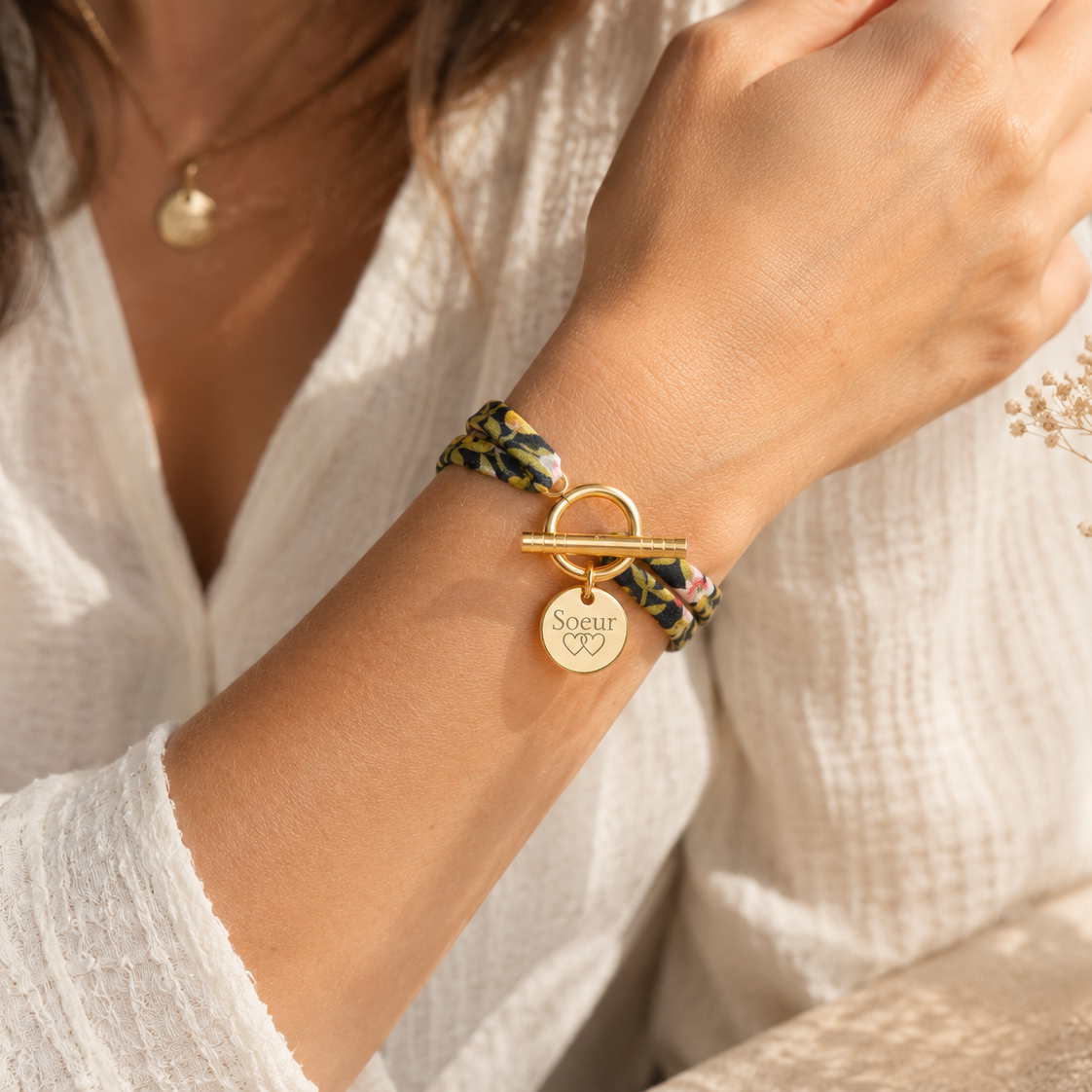 Annonce grossesse Marraine, Bracelet à personnalisé gravé Marraine liberty, Bracelet annonce naissance, Cadeau de demande Marraine