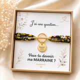 Annonce grossesse Marraine, Bracelet à personnalisé gravé Marraine liberty, Bracelet annonce naissance, Cadeau de demande Marraine