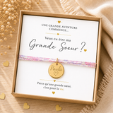 Annonce grossesse soeur - Bracelet future grande soeur – médaille gravée- Coffret cadeau