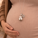 Bola de grossesse argenté lisse médaille à graver arbre de vie strass
