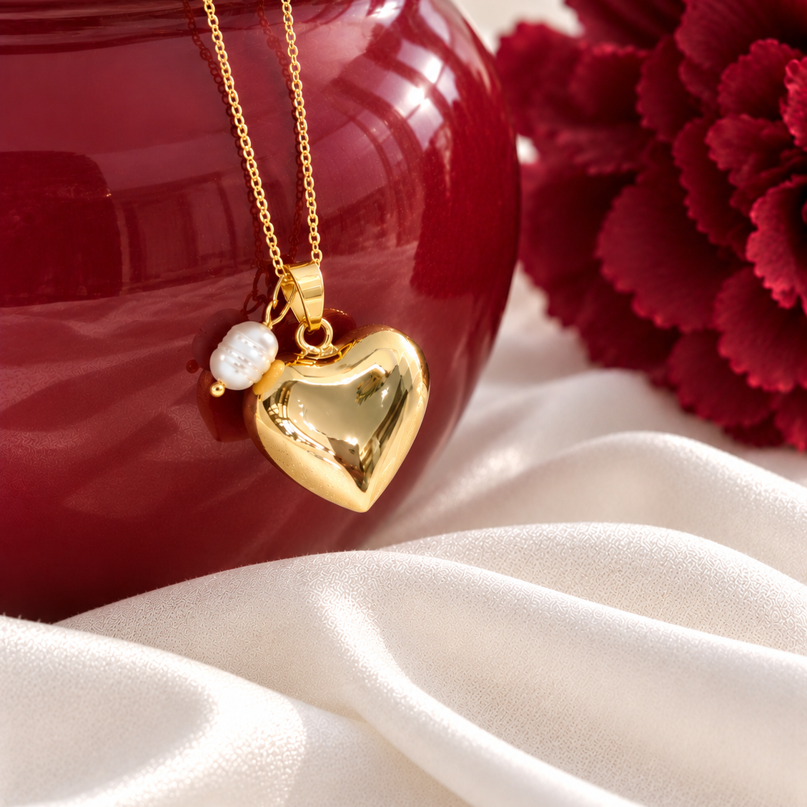 Bola de grossesse coeur doré pendentif perle d'eau douce