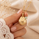 Bola de grossesse doré brossé médaille à graver perle aventurine