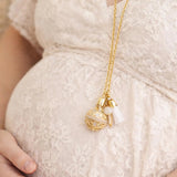 Bola de grossesse doré cage strass plumpe pompon perle pierre de lune 