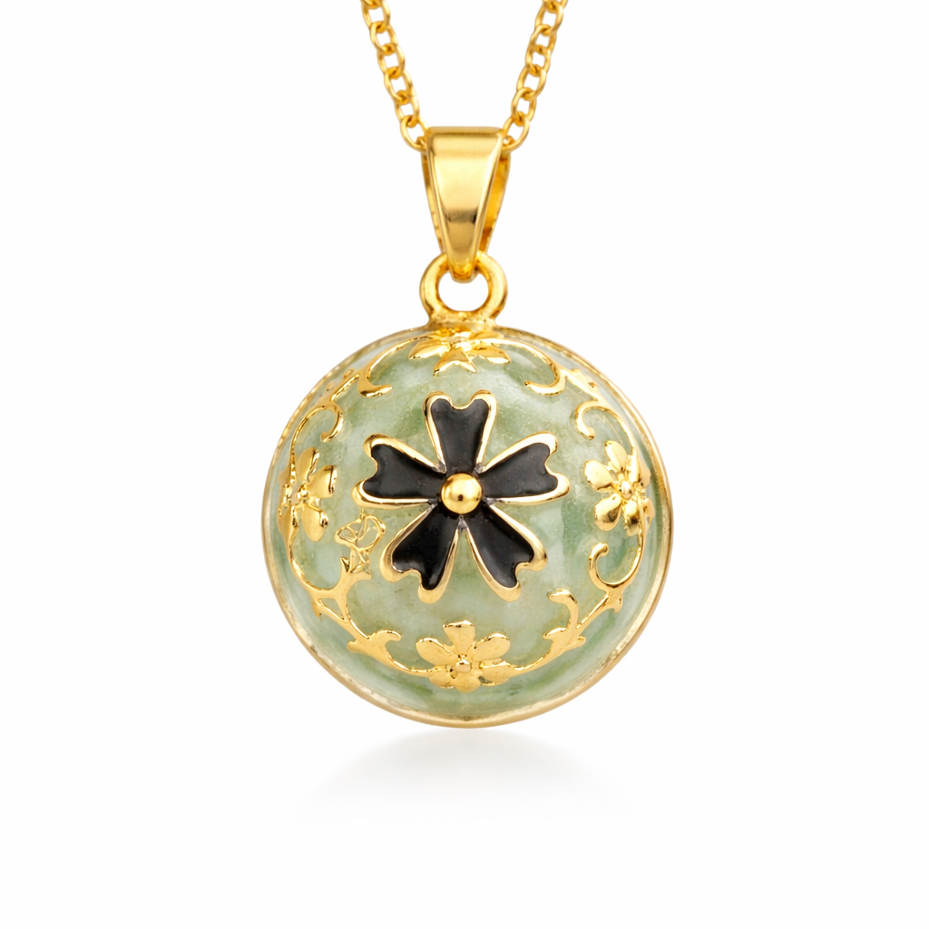 Bola de grossesse doré gris avec motif fleur