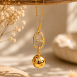 Bola de grossesse doré lisse connecteur strass marine