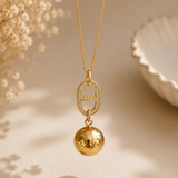 Bola de grossesse doré lisse connecteur strass marine