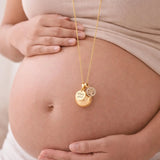 Bola de grossesse doré lisse médaille à graver arbre de vie strass