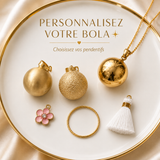 Bola de grossesse doré personnalisable – Collier femme enceinte avec pendentifs au choix