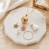Bola de grossesse doré personnalisable – Collier femme enceinte avec pendentifs au choix