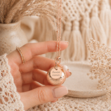 Bola de grossesse doré rose brossé médaille à graver perle pierre de lune