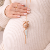 Bola de grossesse doré rose cage ange anneau pendentif feuille plume