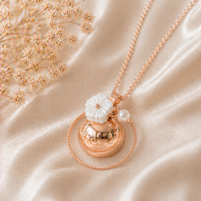 Bola de grossesse doré rose lisse breloque fleur nacre anneau perle d'eau douce