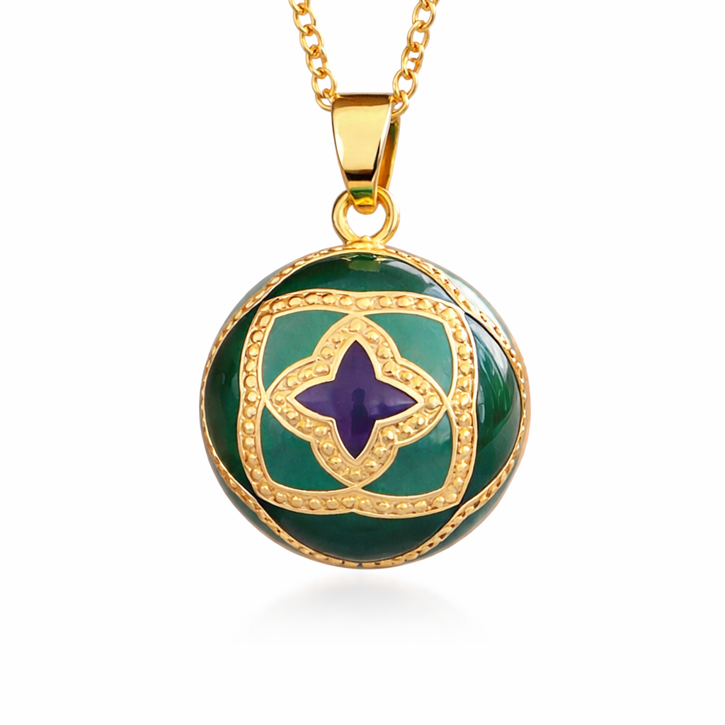 Bola de grossesse doré vert avec motif